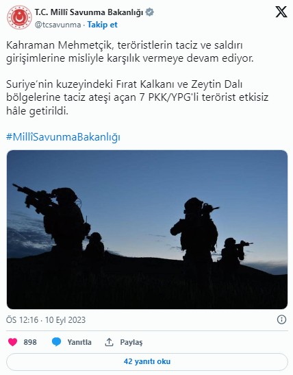 MSB duyurdu: 7 terörist etkisiz hale getirildi